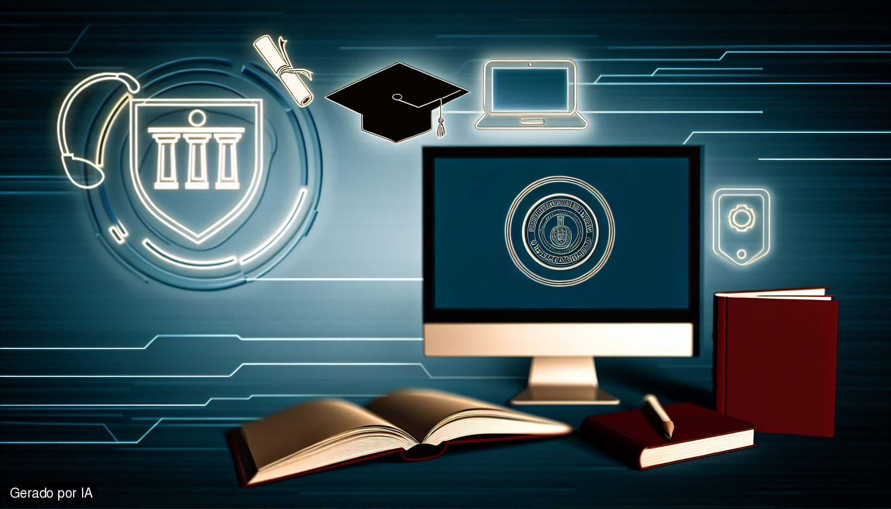 Crie uma imagem tema do curso de bacharelado on-line da insituição. Analise este link: https://www.fatipi.... - Gerado por IA